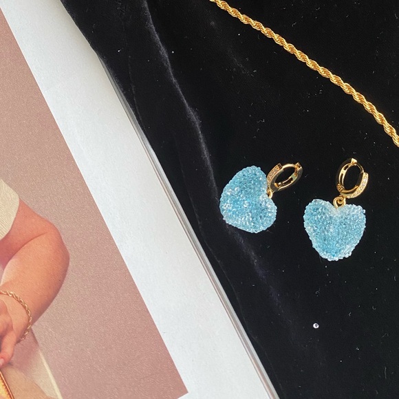 Crystal Haze Jelly Heart Hoops - Baby Blue - 2 pieces - Picture 2 of 3